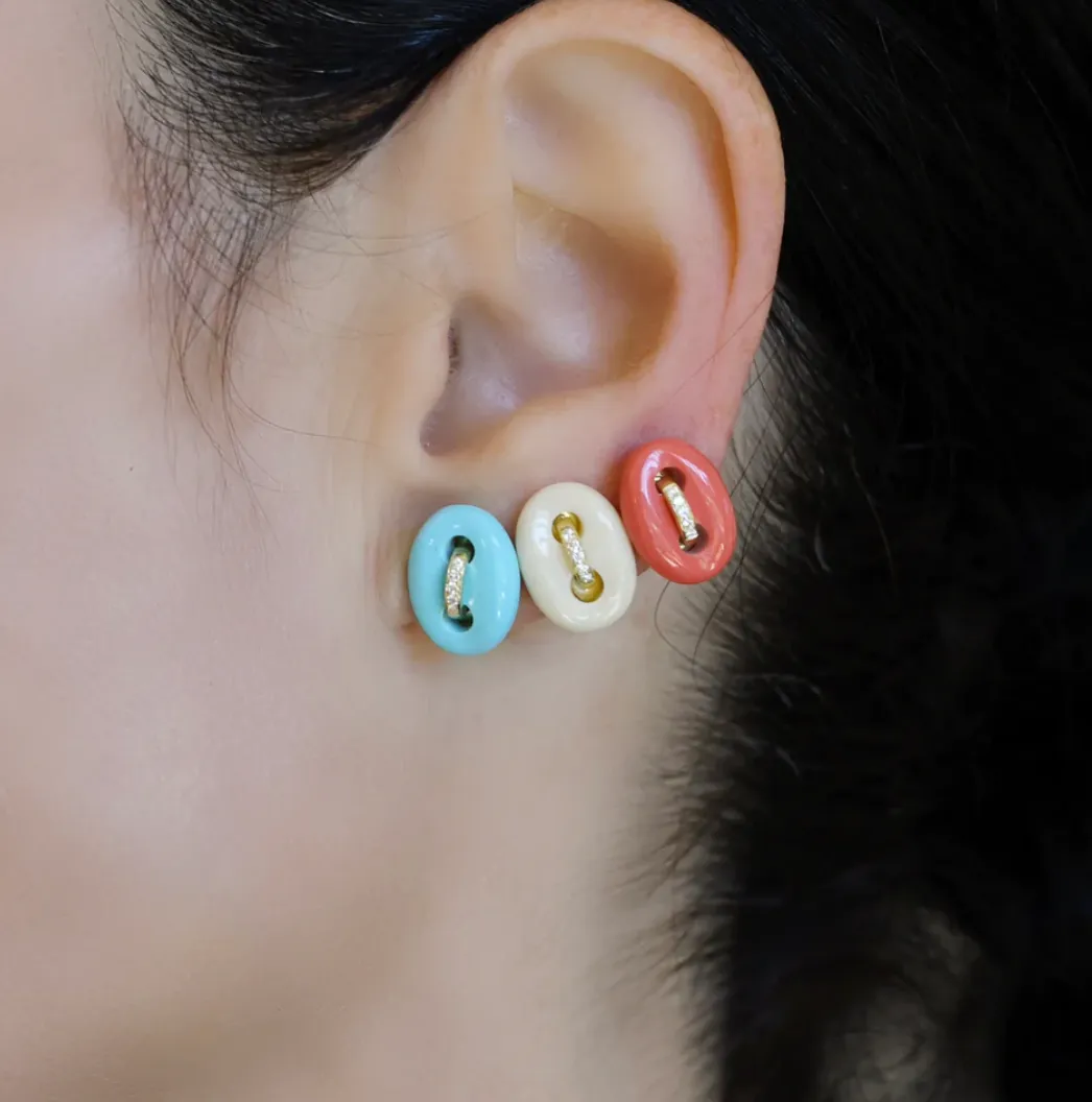 CUTE MARINER AND DIAMOND STUDS