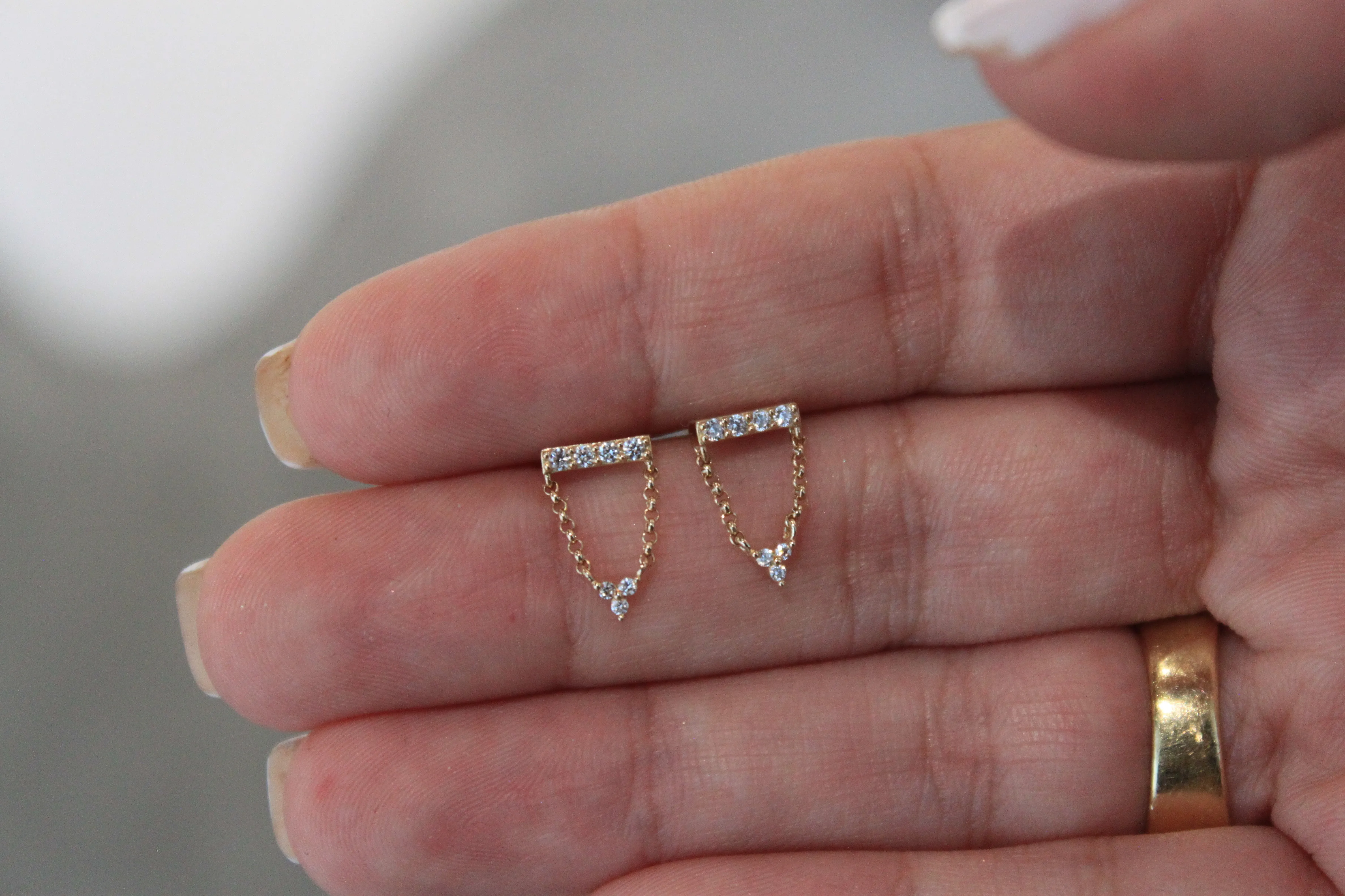 Dangle Diamond Bar Earrings