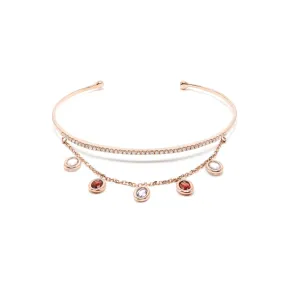 Diamond Bangle with Bezel Sapphire and Ruby Charms