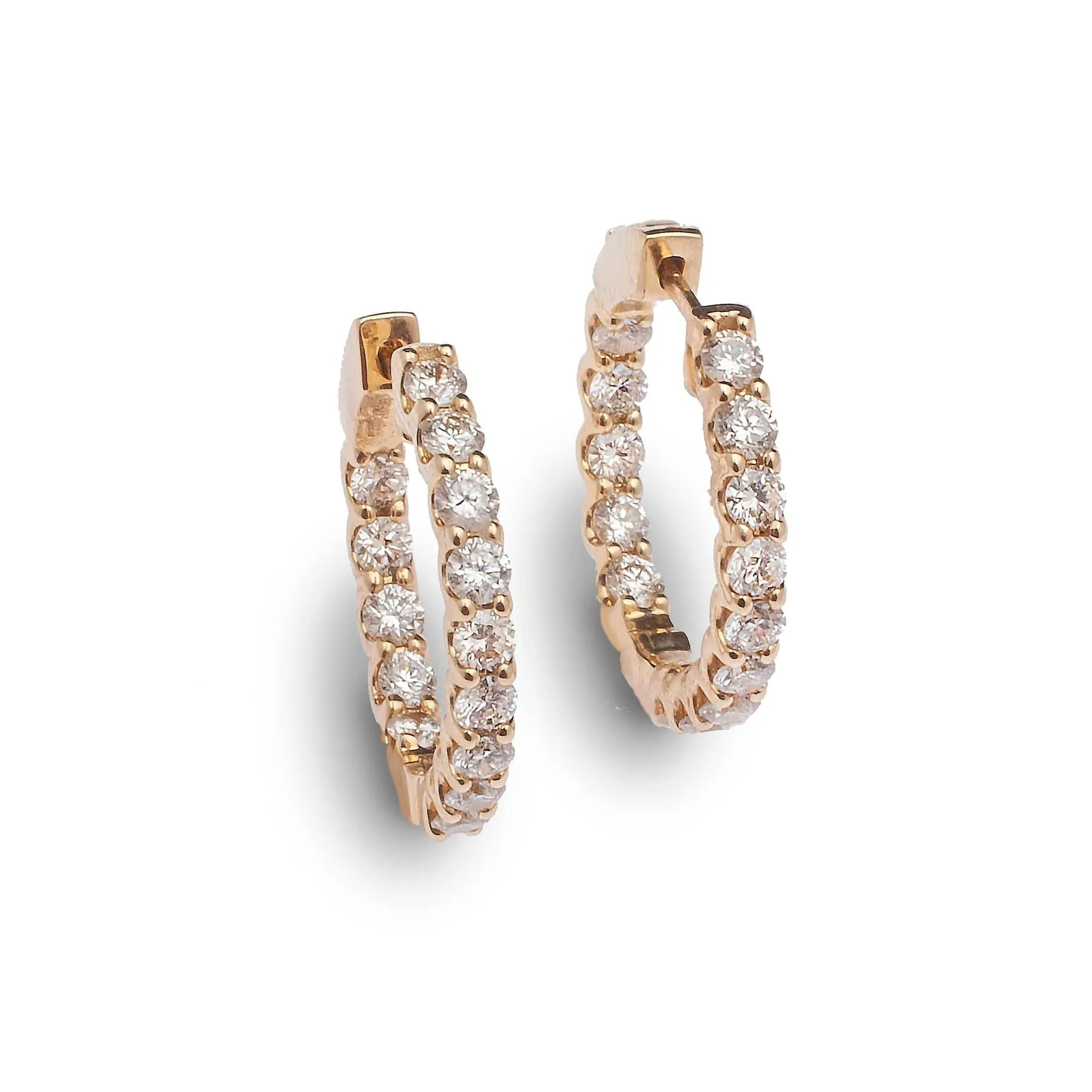 Diamond Hoop Earrings with Inside-Outside Setting