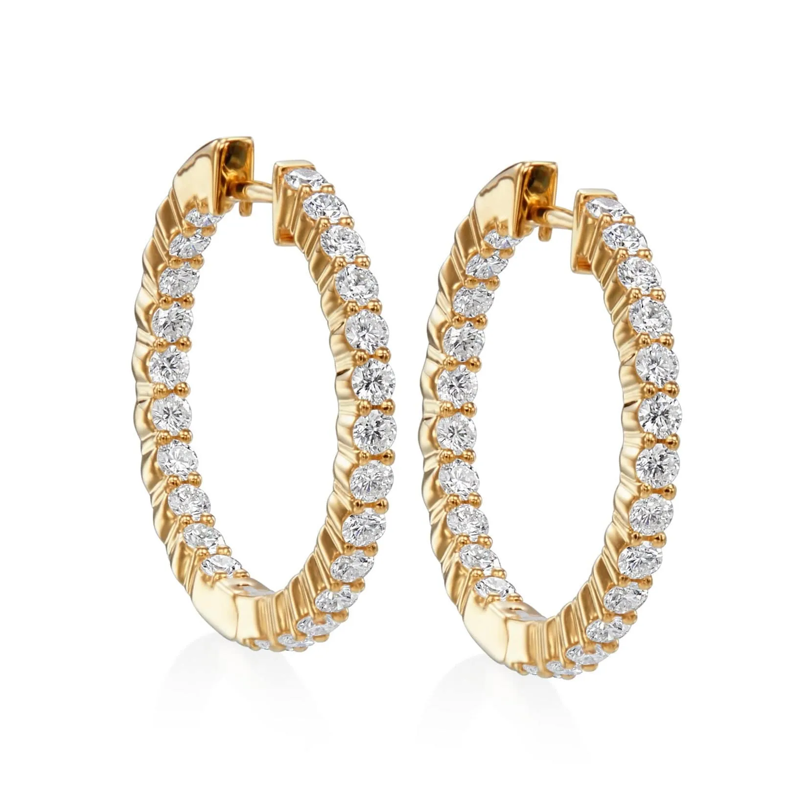 Diamond Hoop Earrings with Inside-Outside Setting