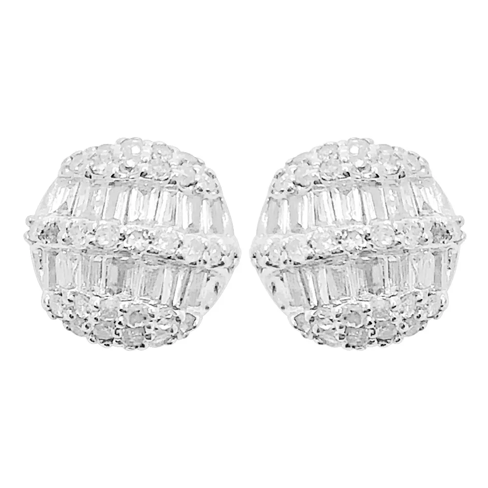 Domed Baguette Diamond Earrings .37cttw 10K Yellow Gold