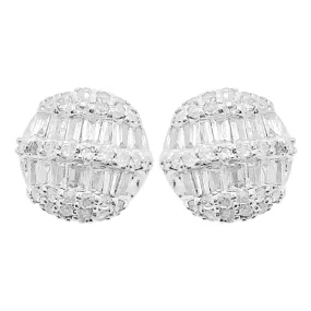 Domed Baguette Diamond Earrings .37cttw 10K Yellow Gold