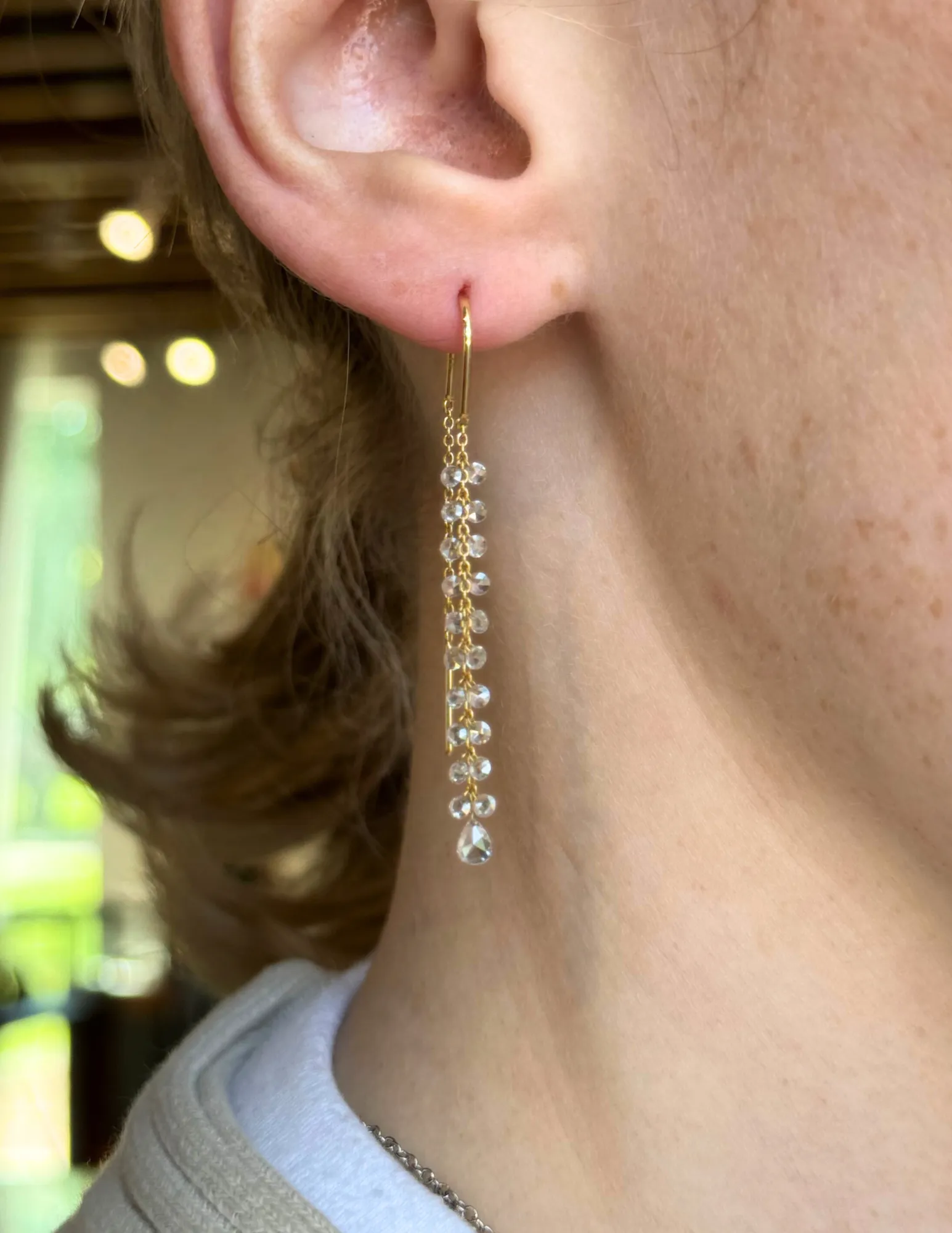 Drilled Diamond Dangle Earrings.