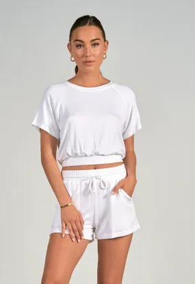 Elan - White Short Sleeve Crop Top