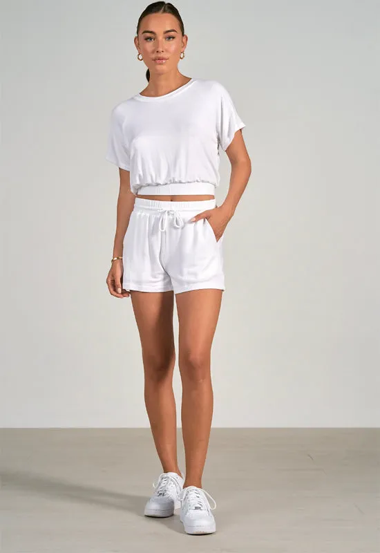 Elan - White Short Sleeve Crop Top