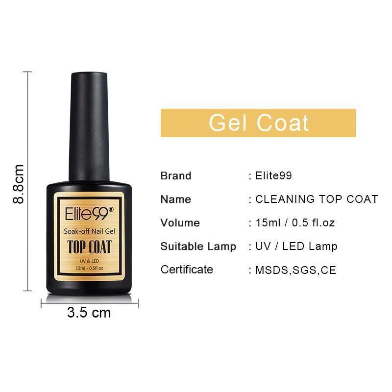 Elite99 Shinny UV LED Soak Off Gel Polish Base Coat And Top Coat Gel 15ml