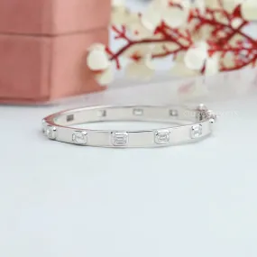 Emerald Cut Bezel Set Diamond Bangle