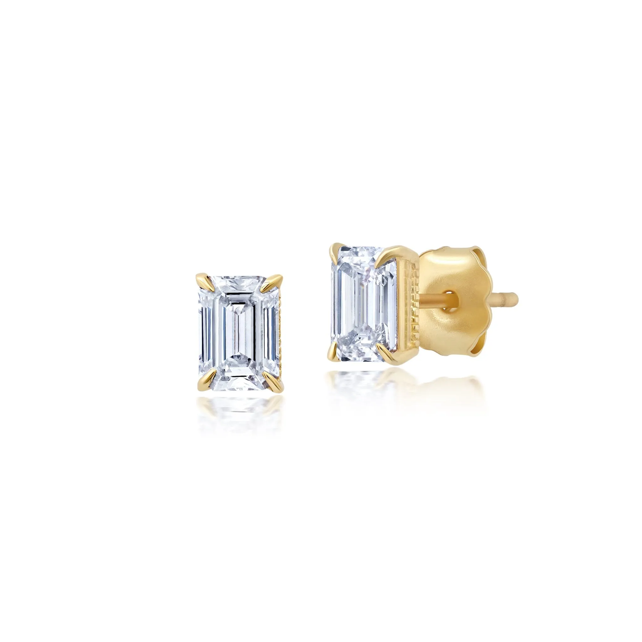 Emerald Cut Diamond Studs