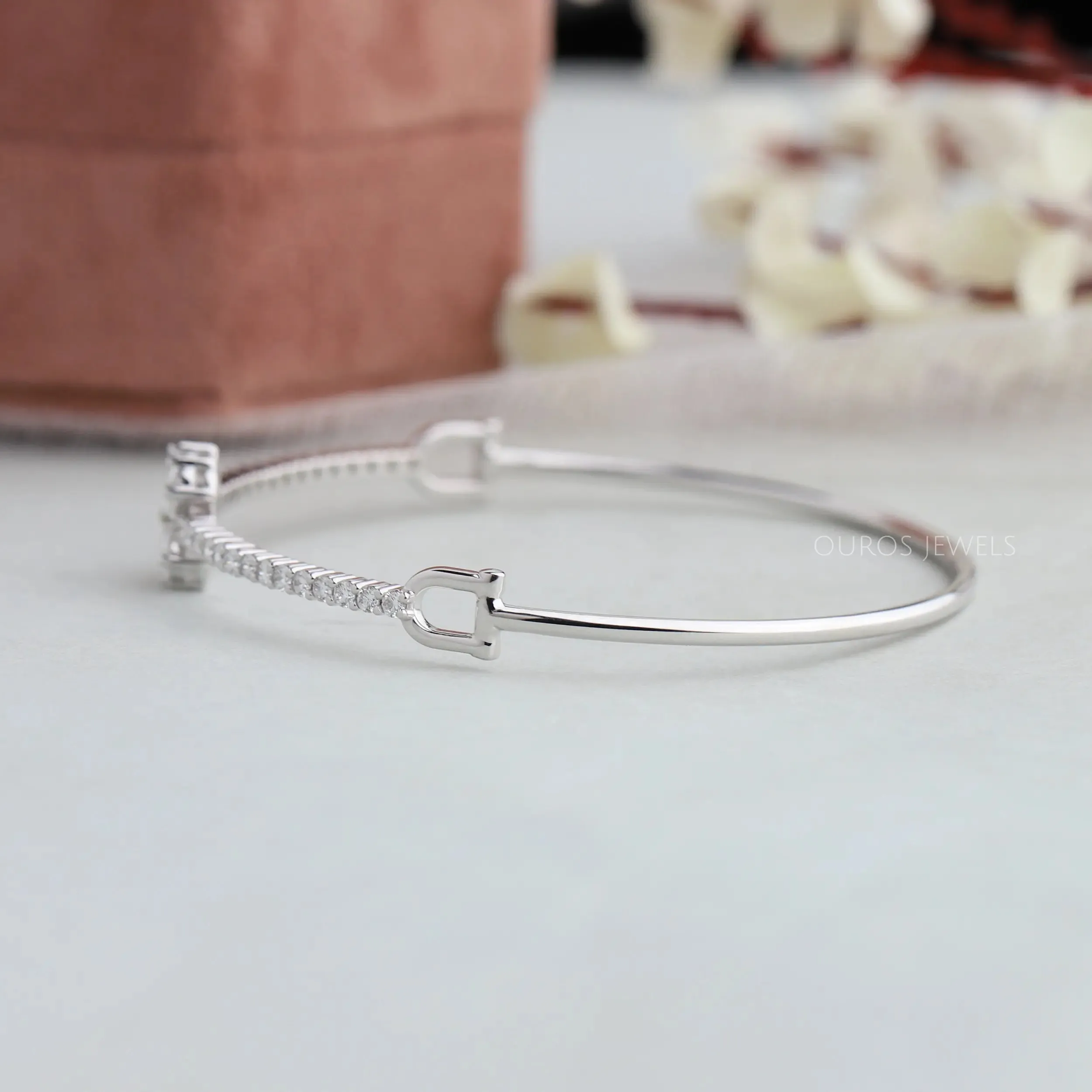 Flower Shape Pear Diamond  Bangle Bracelet