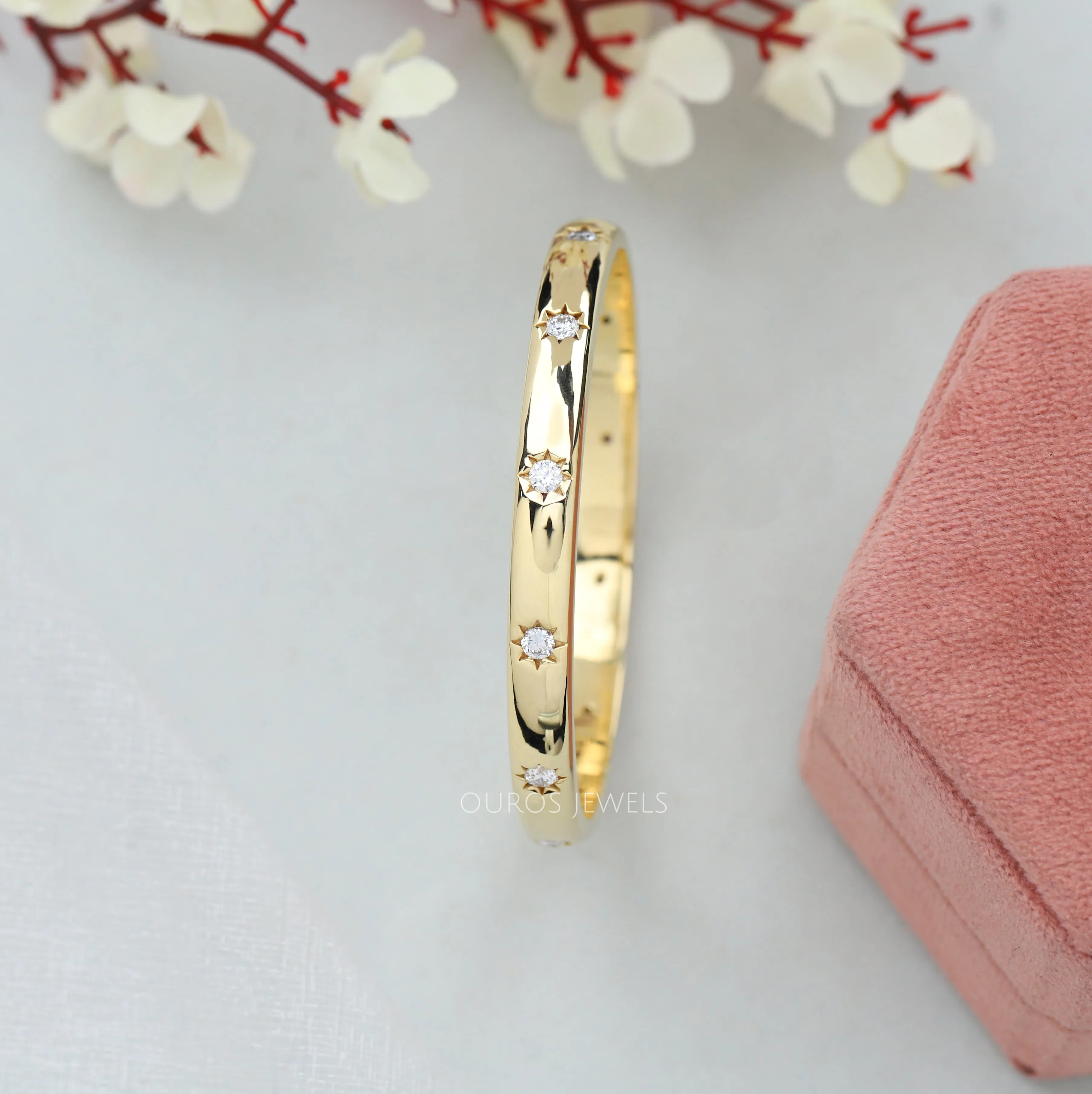 Flush Set Round Lab Grown Diamond  Bangle