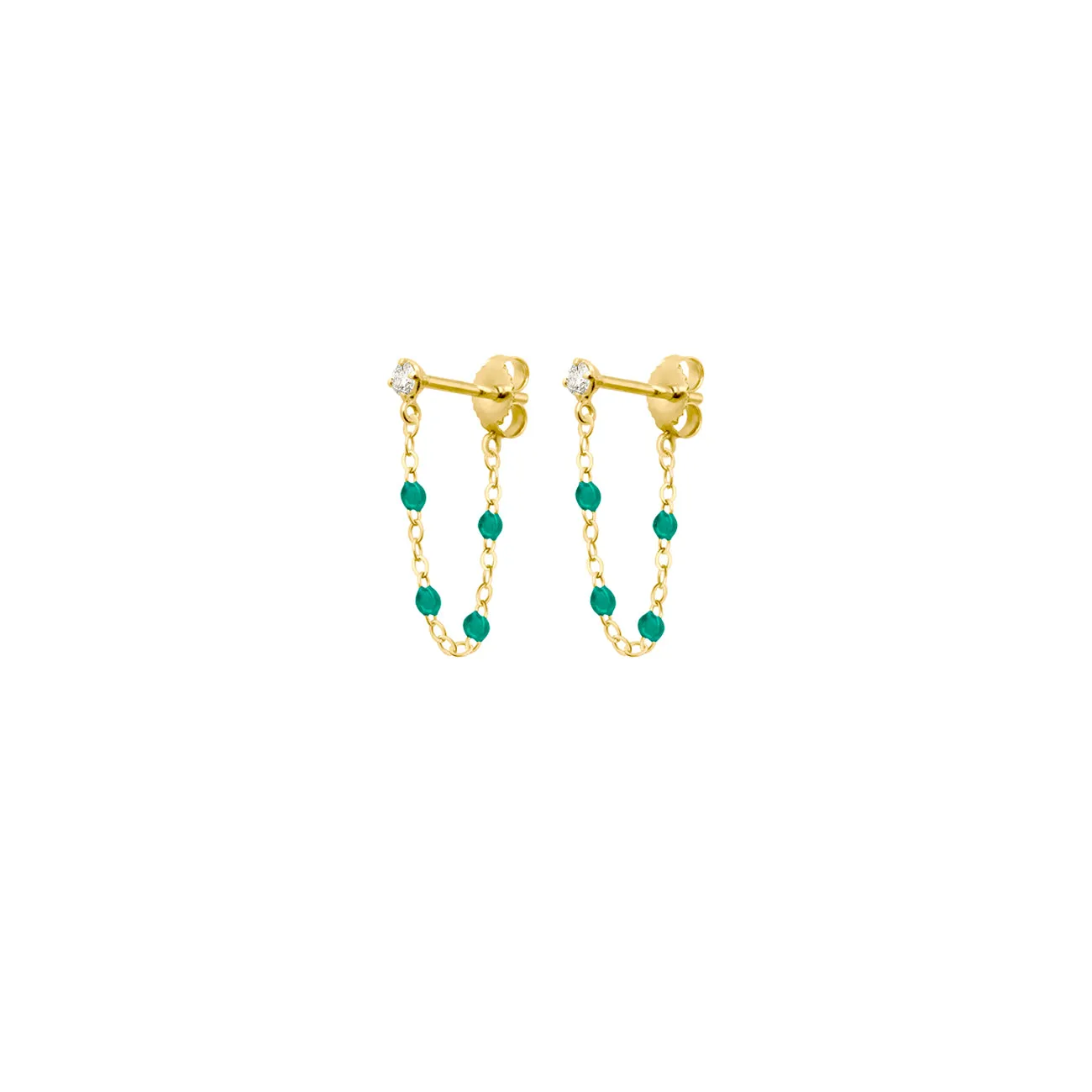 Gigi Supreme Diamond earrings, Emerald, Yellow Gold