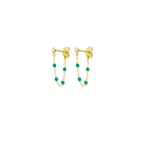 Gigi Supreme Diamond earrings, Emerald, Yellow Gold