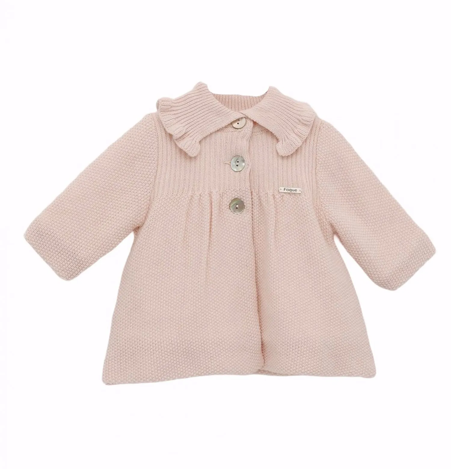 Girl's coat in pink knitted baby brand Foque