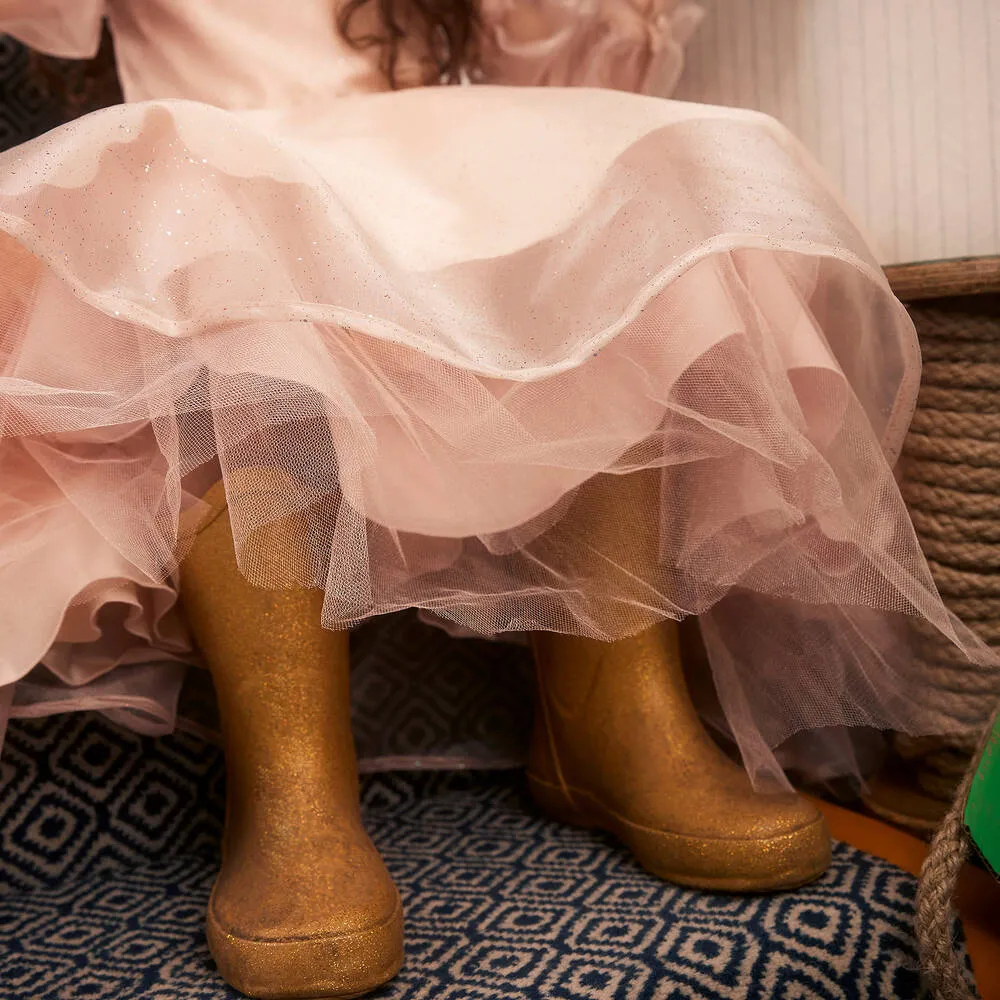 Girls Gold Glitter Rain Boots