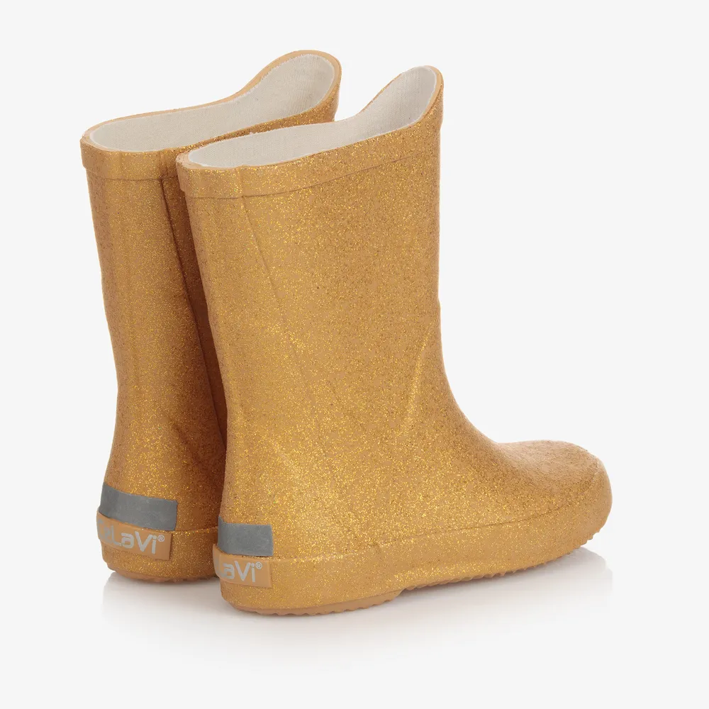 Girls Gold Glitter Rain Boots