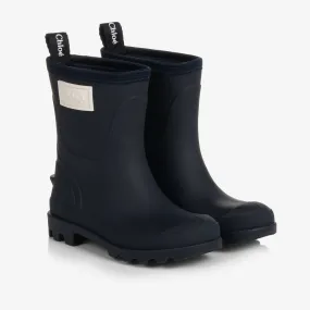 Girls Navy Blue Short Rain Boots