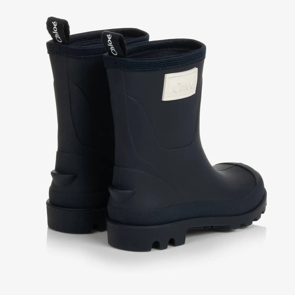 Girls Navy Blue Short Rain Boots