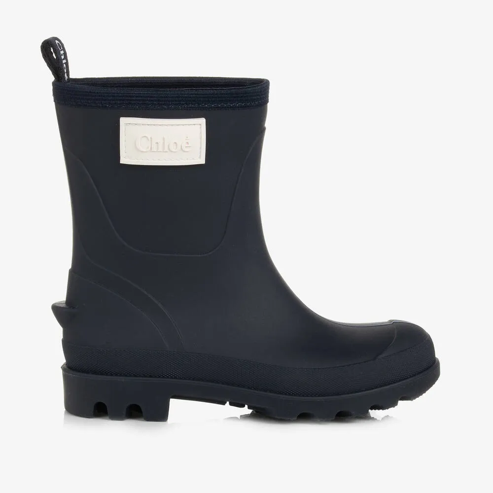 Girls Navy Blue Short Rain Boots