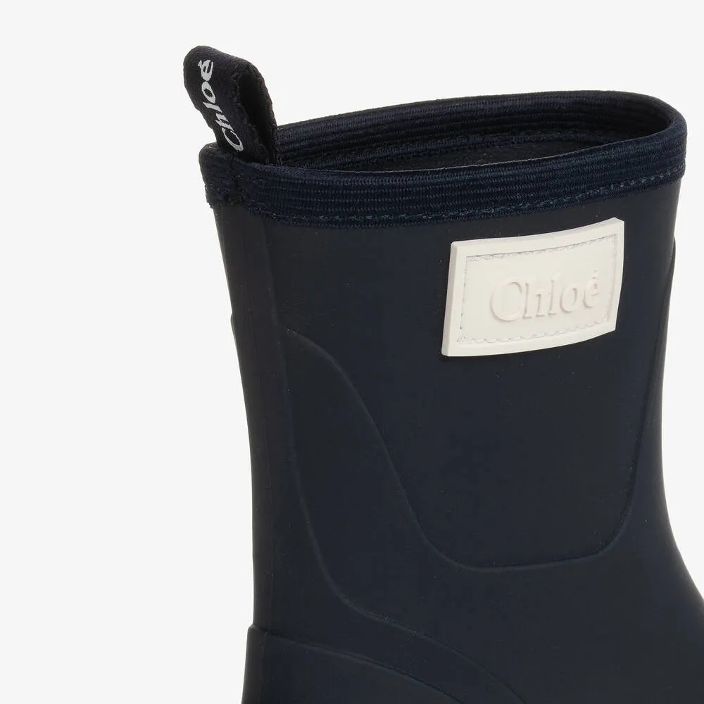 Girls Navy Blue Short Rain Boots