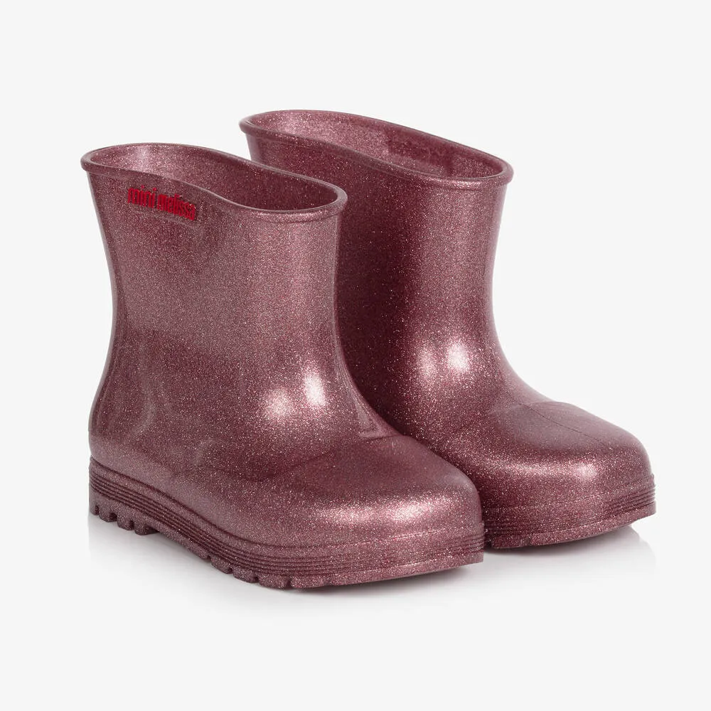 Girls Pink Glitter Rain Boots