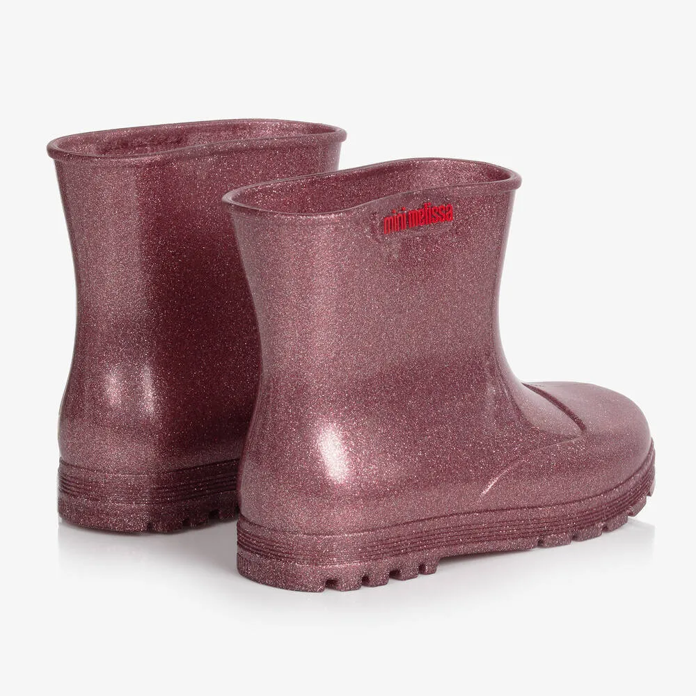 Girls Pink Glitter Rain Boots