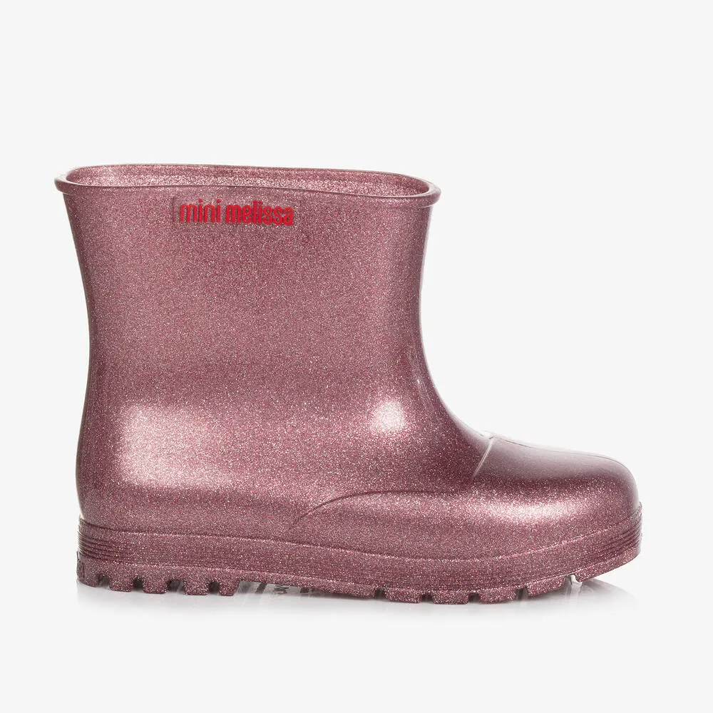 Girls Pink Glitter Rain Boots