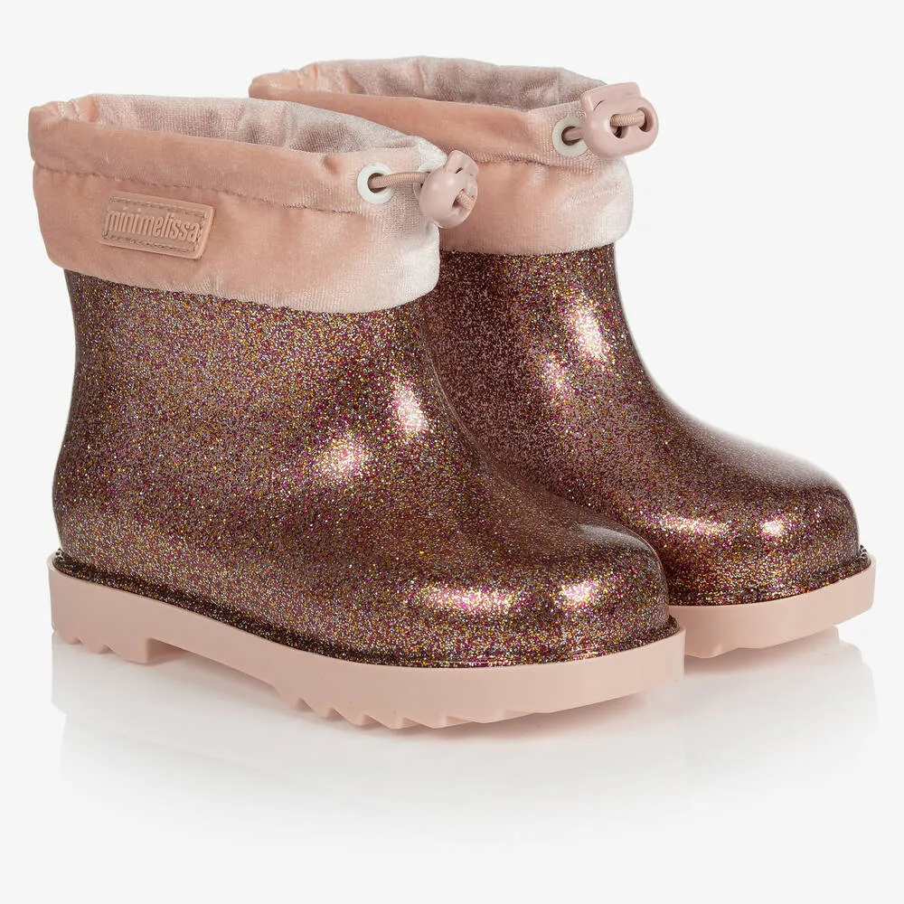 Girls Rose Gold PVC Rain Boots