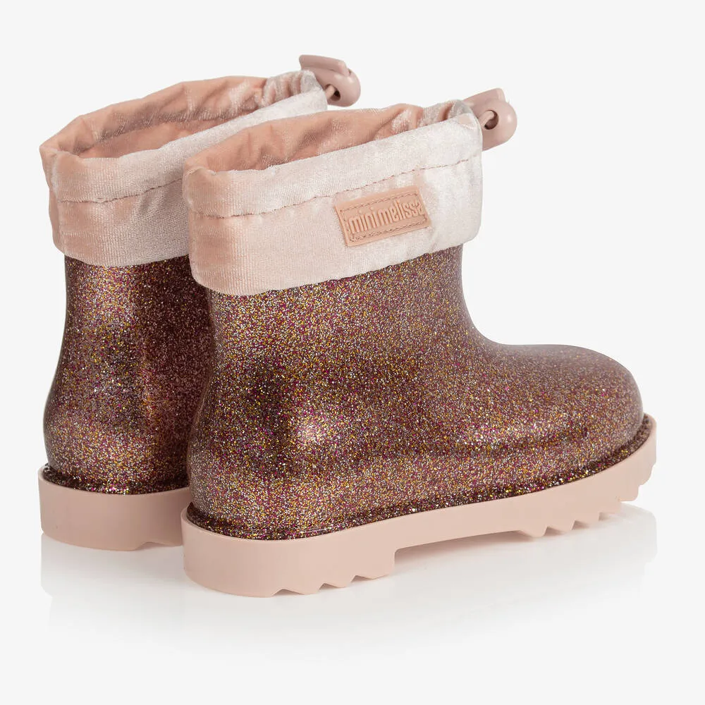 Girls Rose Gold PVC Rain Boots