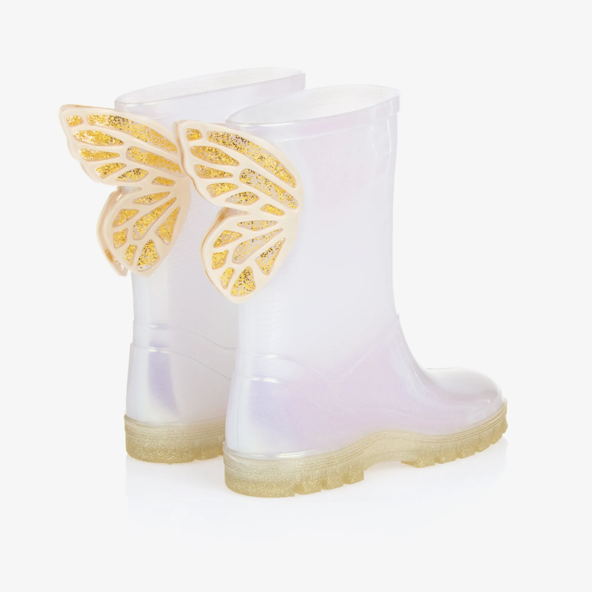 Girls White Butterfly Rain Boots