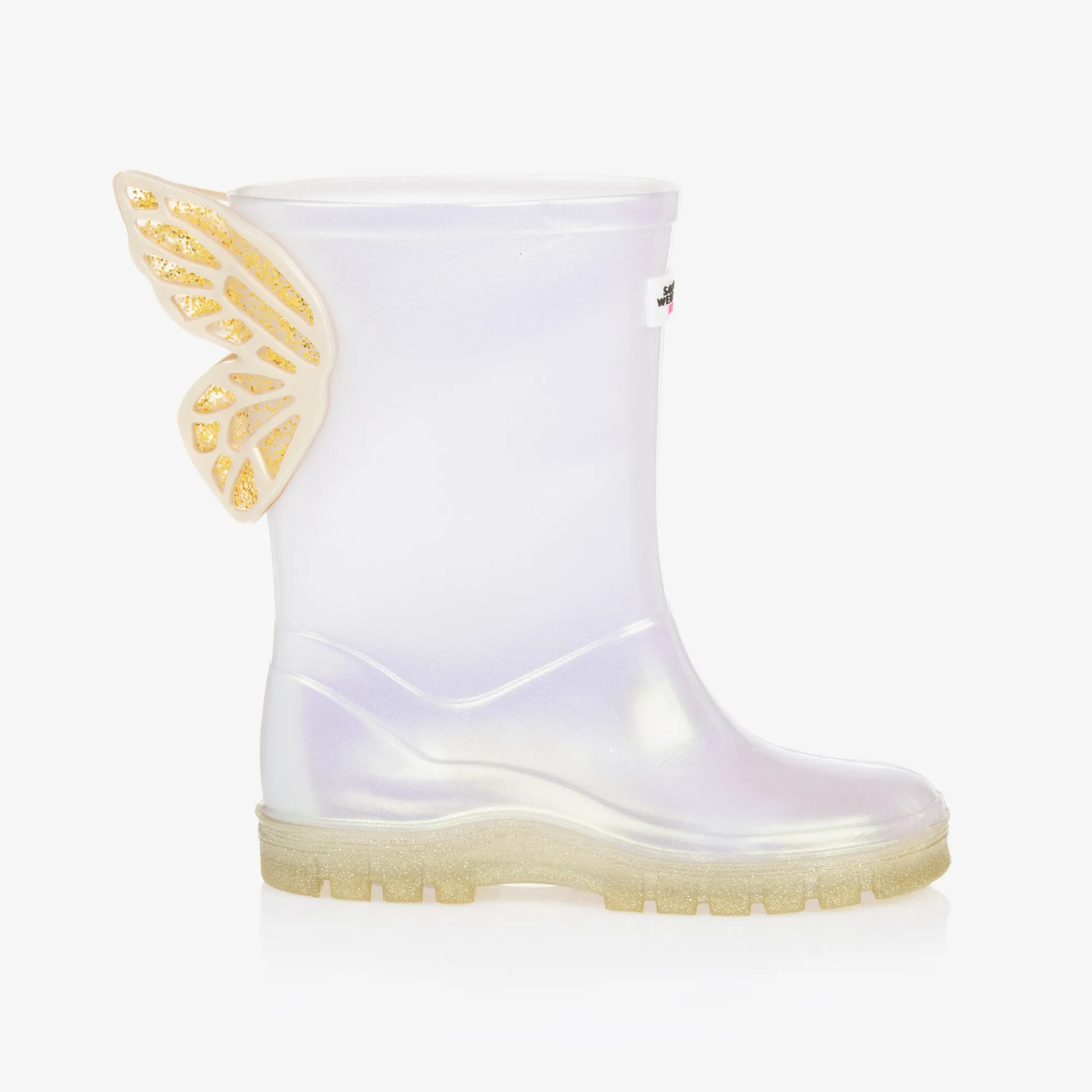 Girls White Butterfly Rain Boots