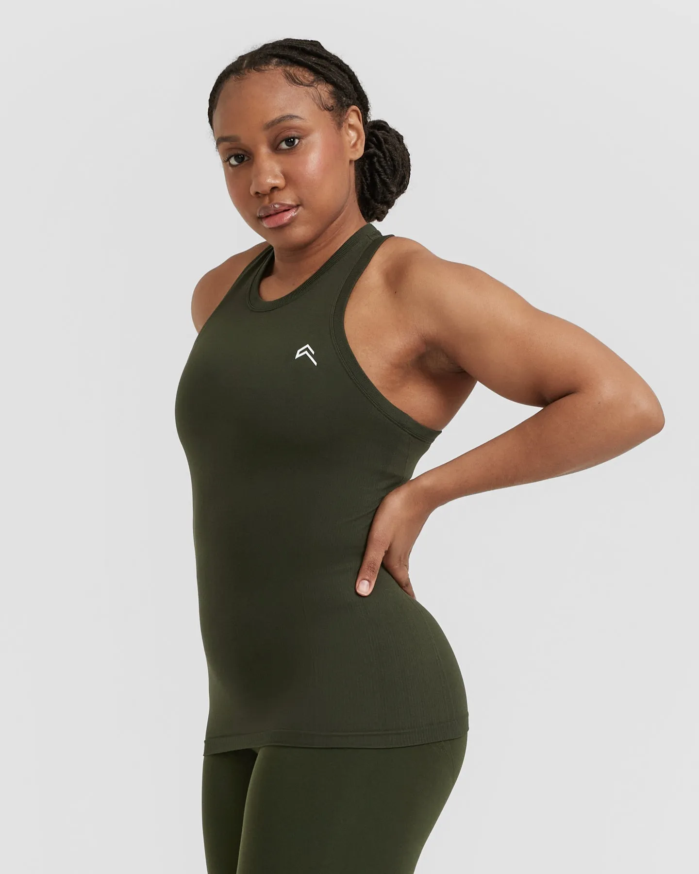 Go To Seamless Fitted High Neck Vest | Khaki