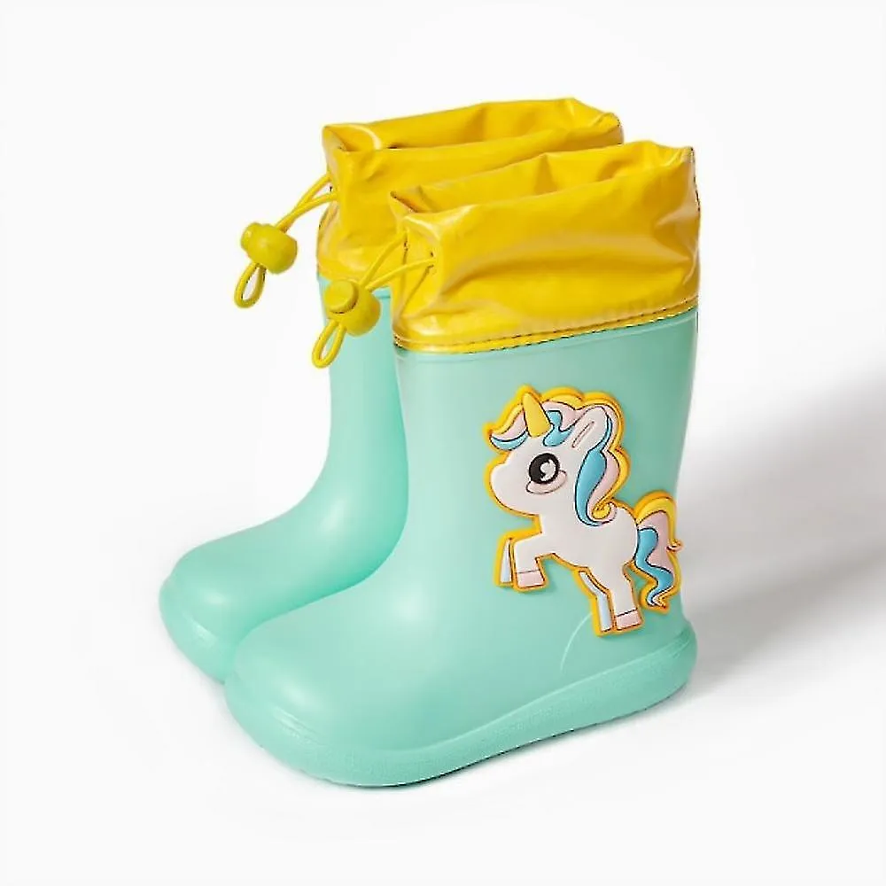 Green unicorn 150cartoon unicorn dinosaur children rain boots lace up eva soft boys girls rain shoes light waterproof non slip k