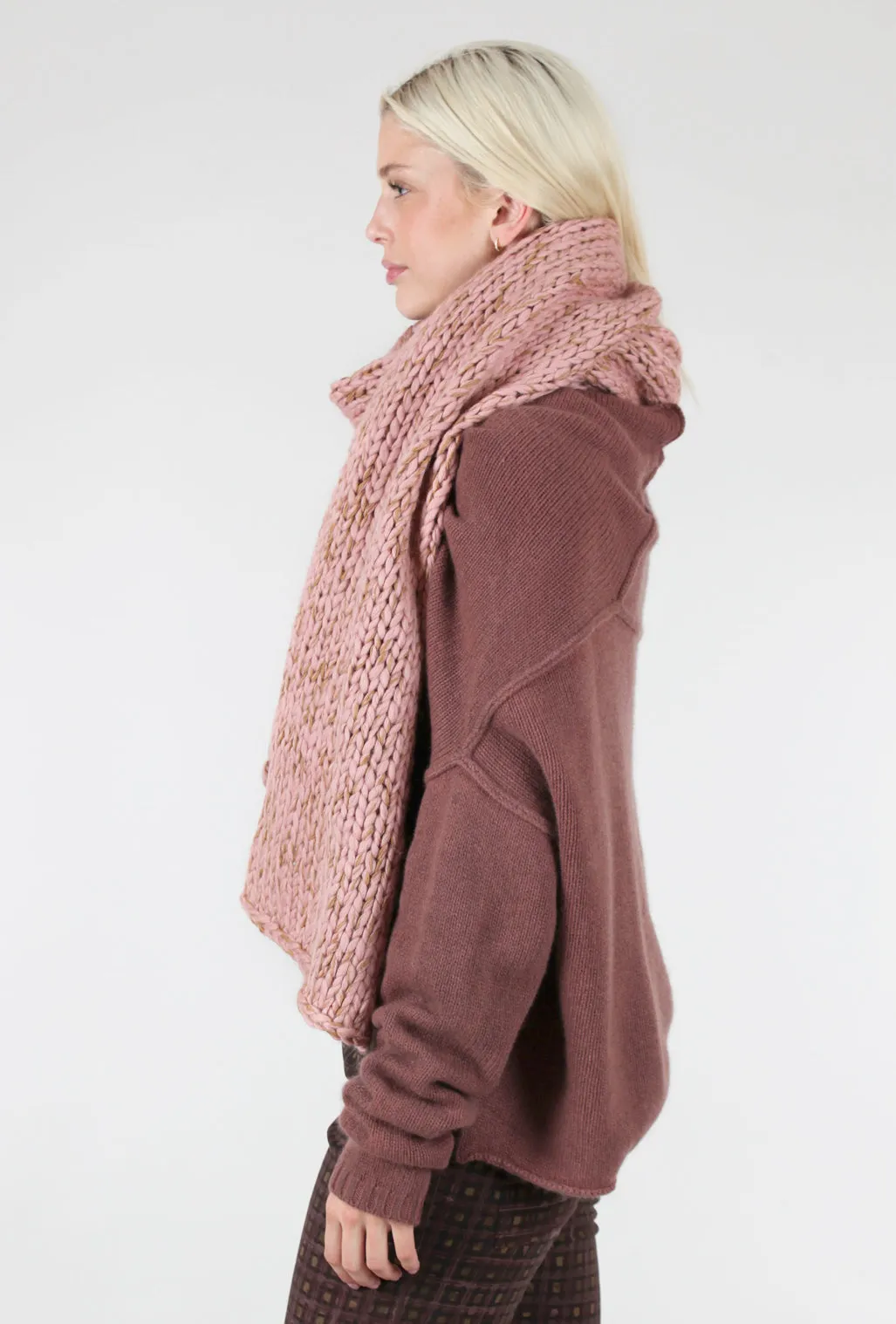 Hand-Knit Chunky Scarf, Amaretto