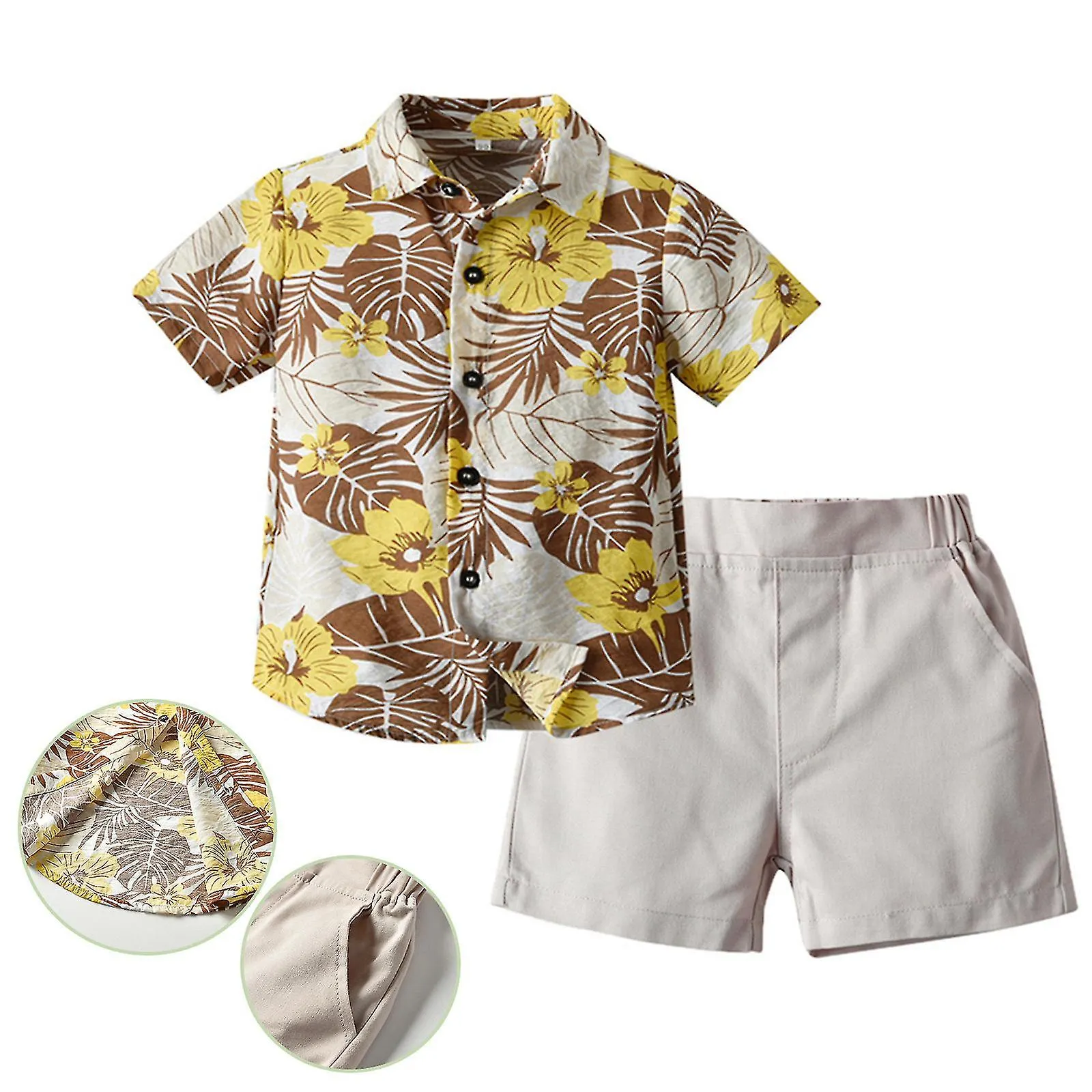 Hawai Boy Clothing Set Summer Short Sleeve Shirt+shorts Casual Gentleman Suit