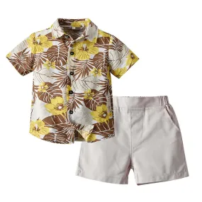 Hawai Boy Clothing Set Summer Short Sleeve Shirt+shorts Casual Gentleman Suit