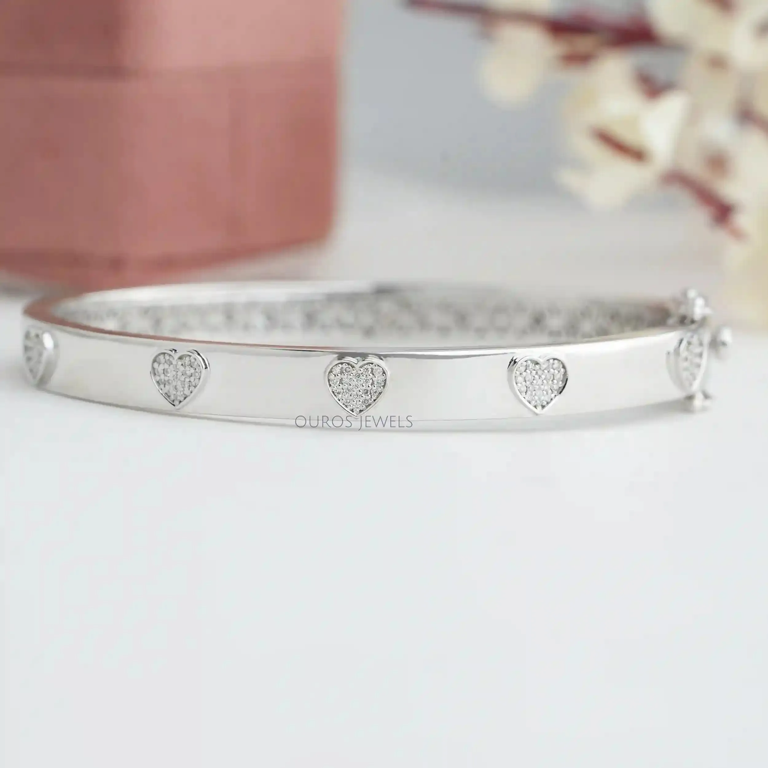 Heart Shape Round Cut Lab Grown  Diamond  Bangle