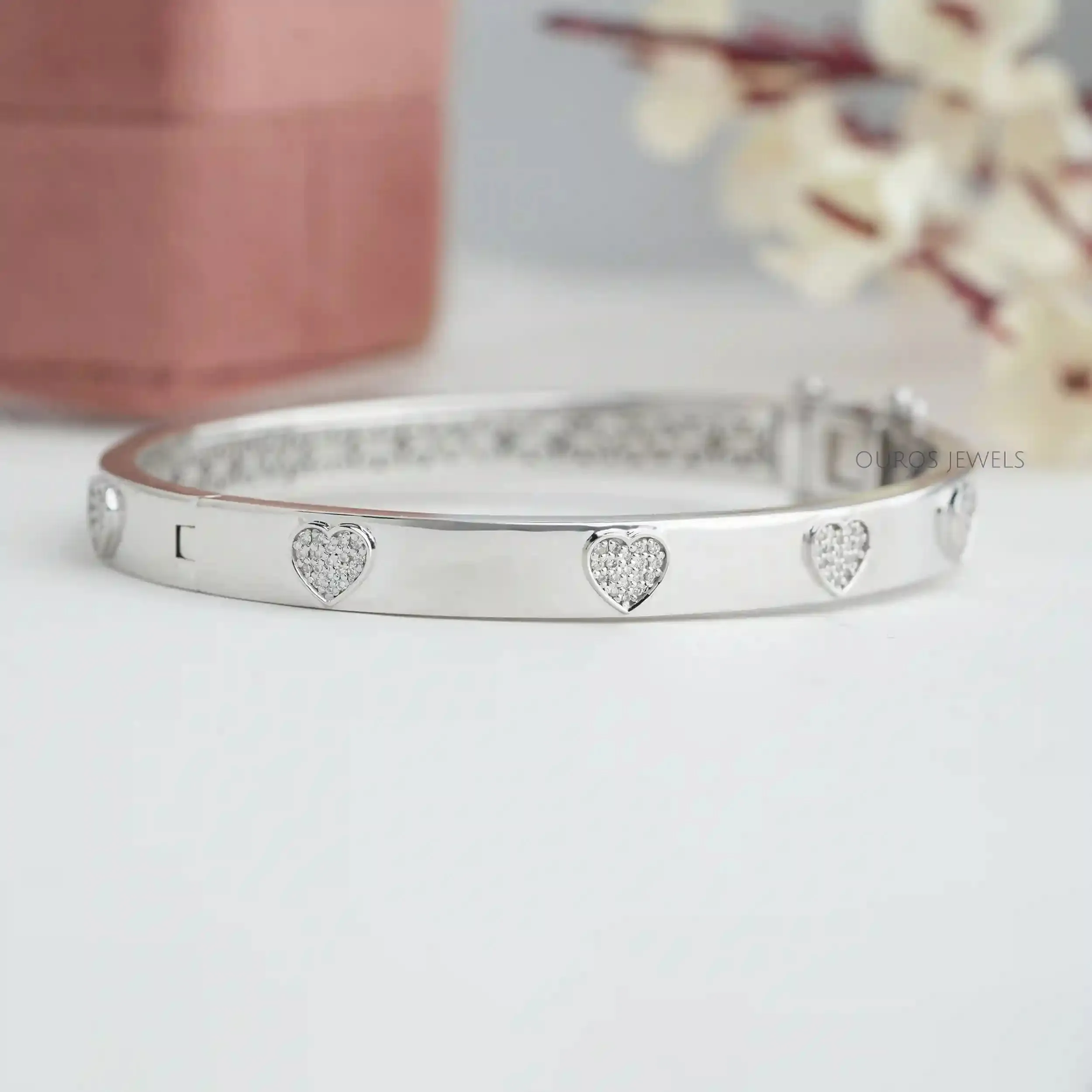 Heart Shape Round Cut Lab Grown  Diamond  Bangle