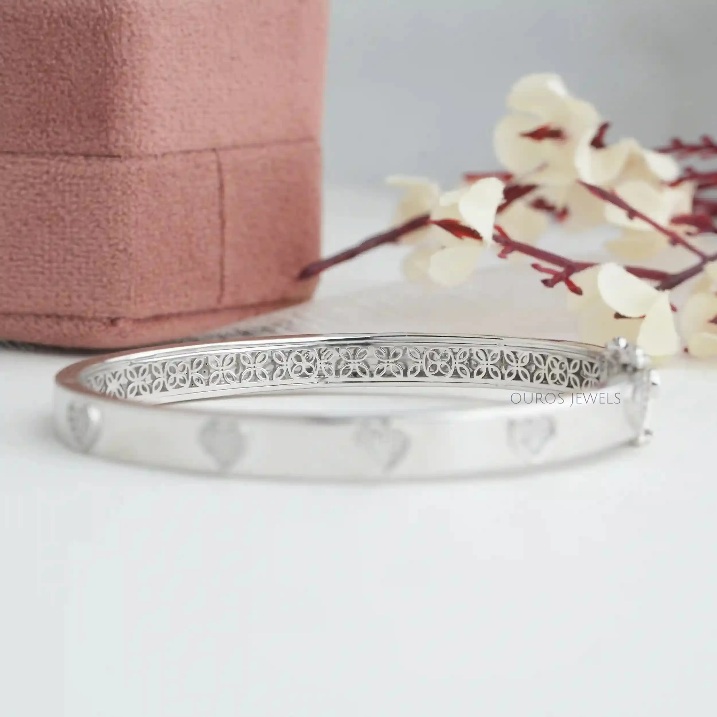 Heart Shape Round Cut Lab Grown  Diamond  Bangle