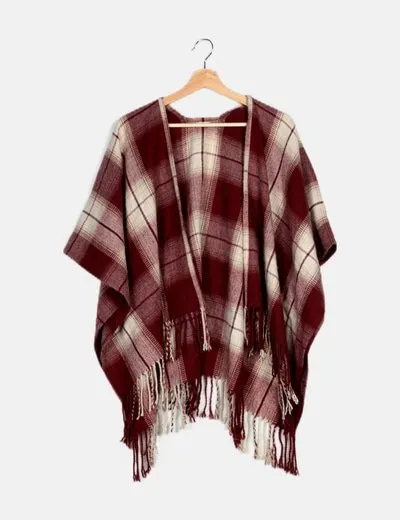 Hollister Poncho desflecado cuadros