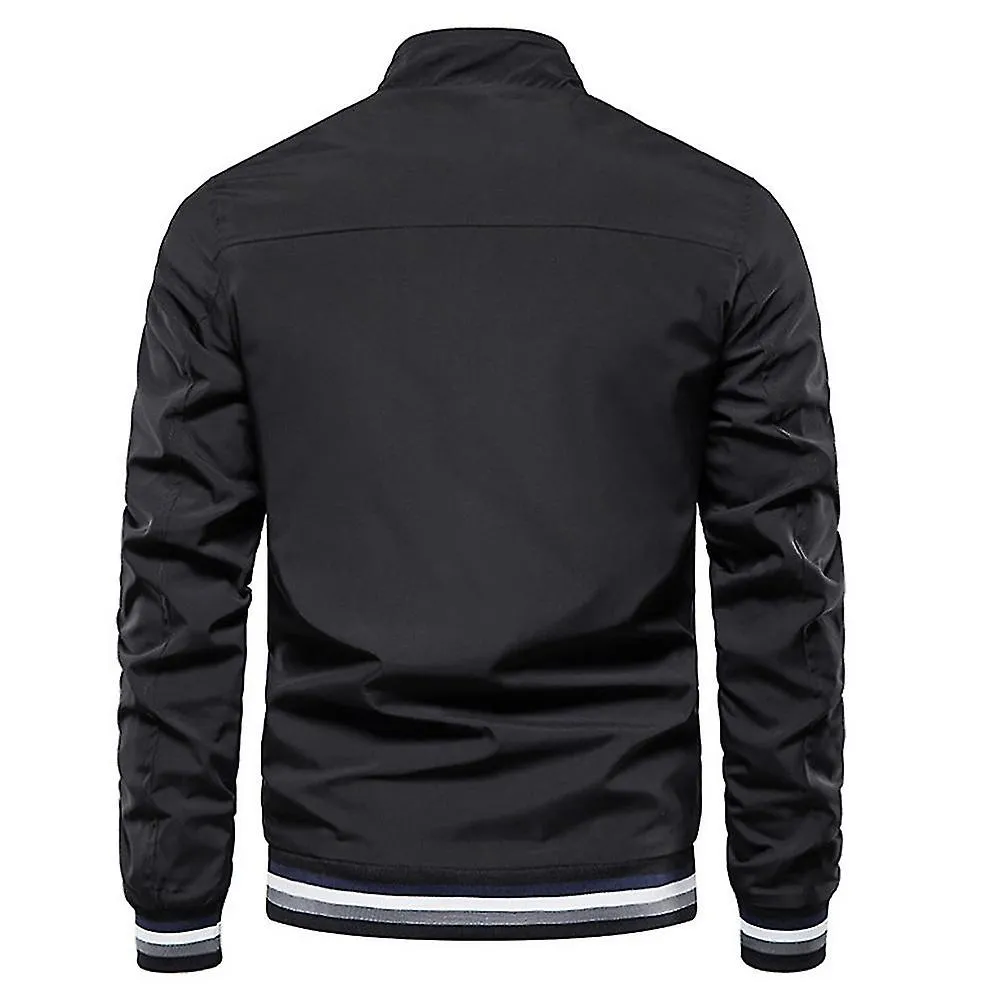 Hombre Stand Collar Full Zip Windbreaker Bomber Jacket Casual Coat Outwear