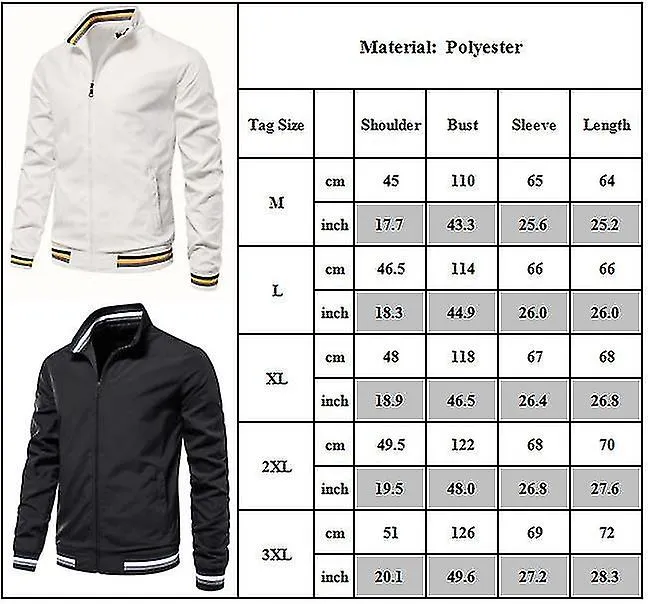 Hombre Stand Collar Full Zip Windbreaker Bomber Jacket Casual Coat Outwear