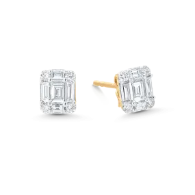 Illusion Emerald Cut Diamond Studs