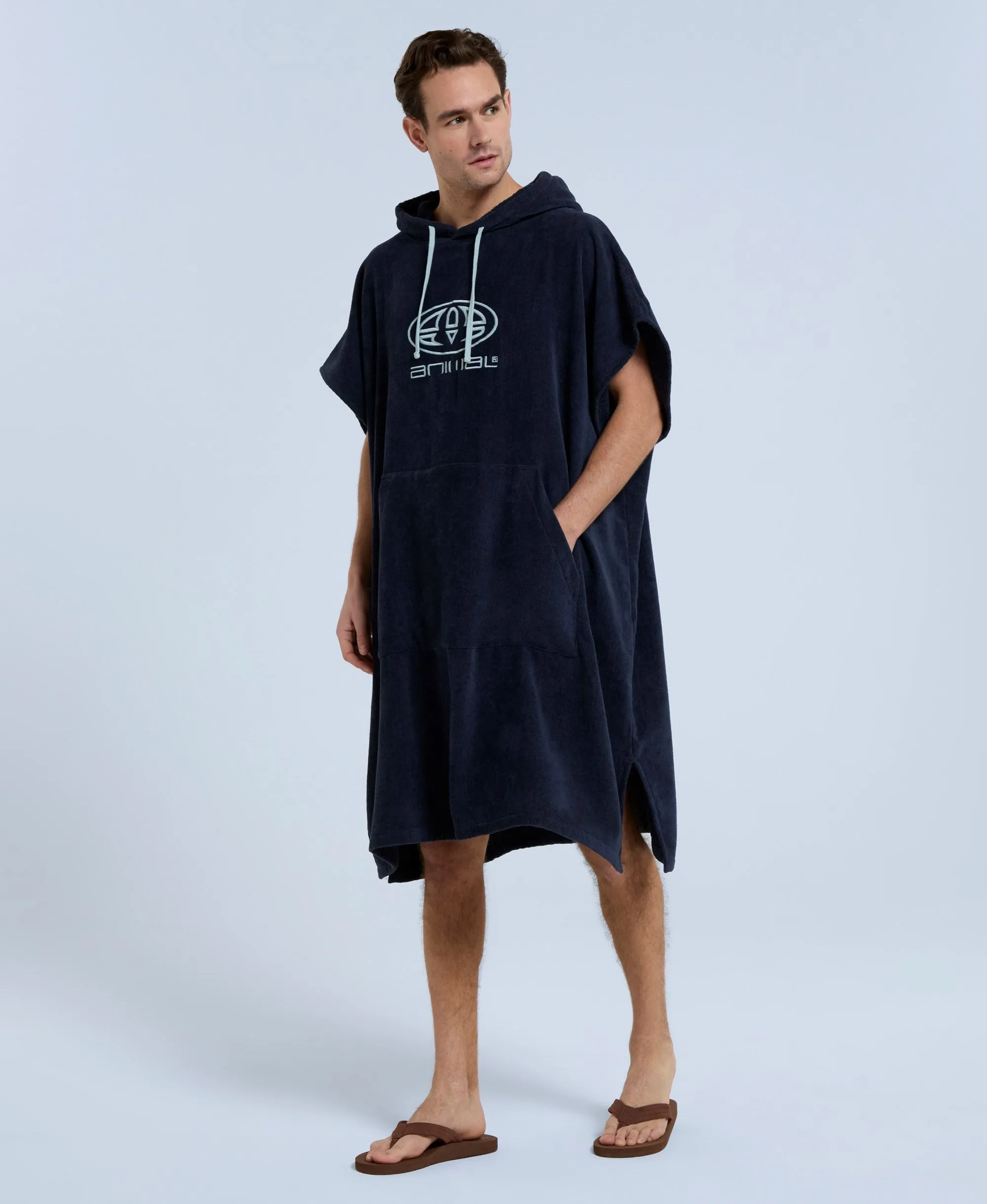 Jacob Mens Towelling Poncho - Dark Blue