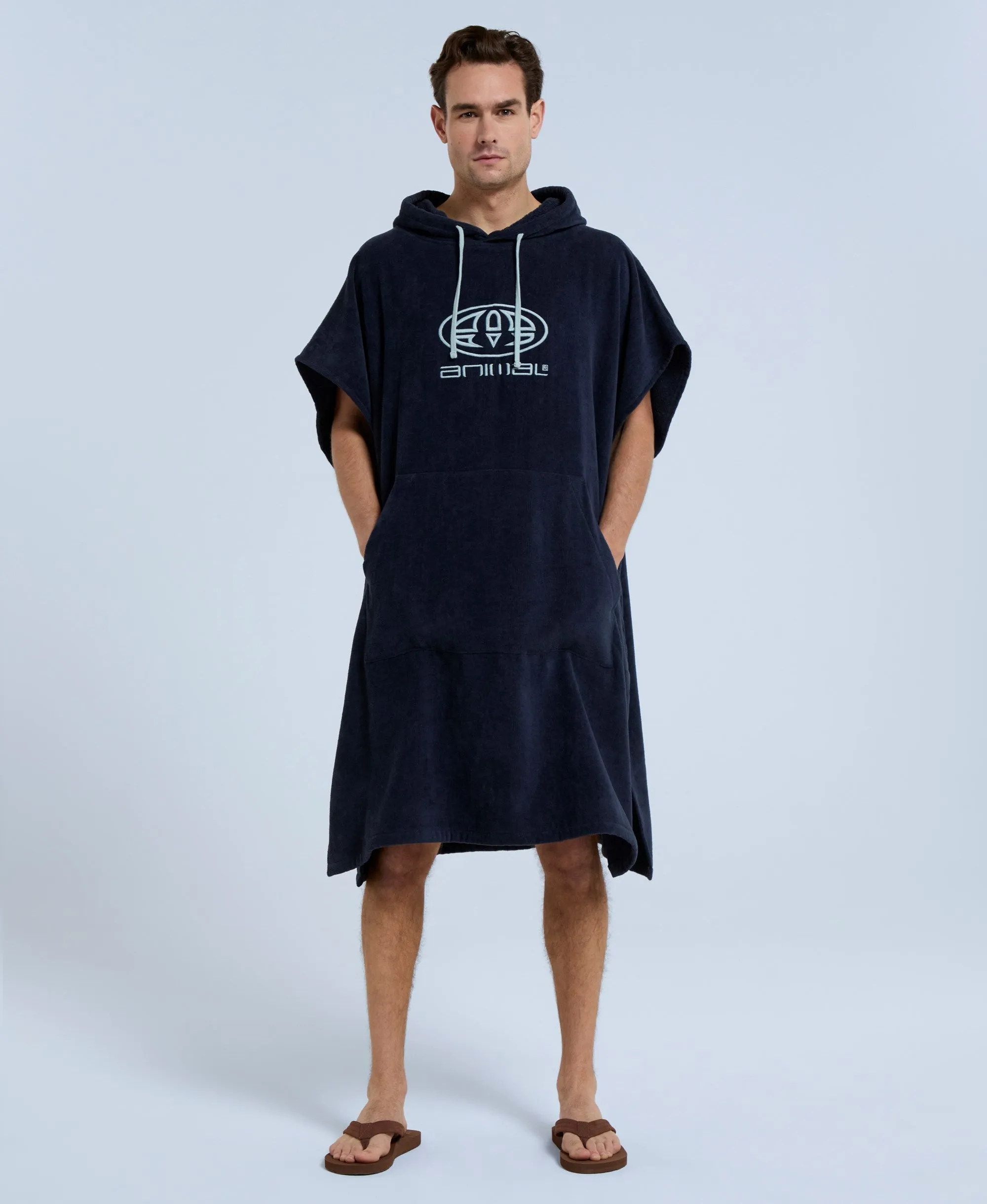 Jacob Mens Towelling Poncho - Dark Blue