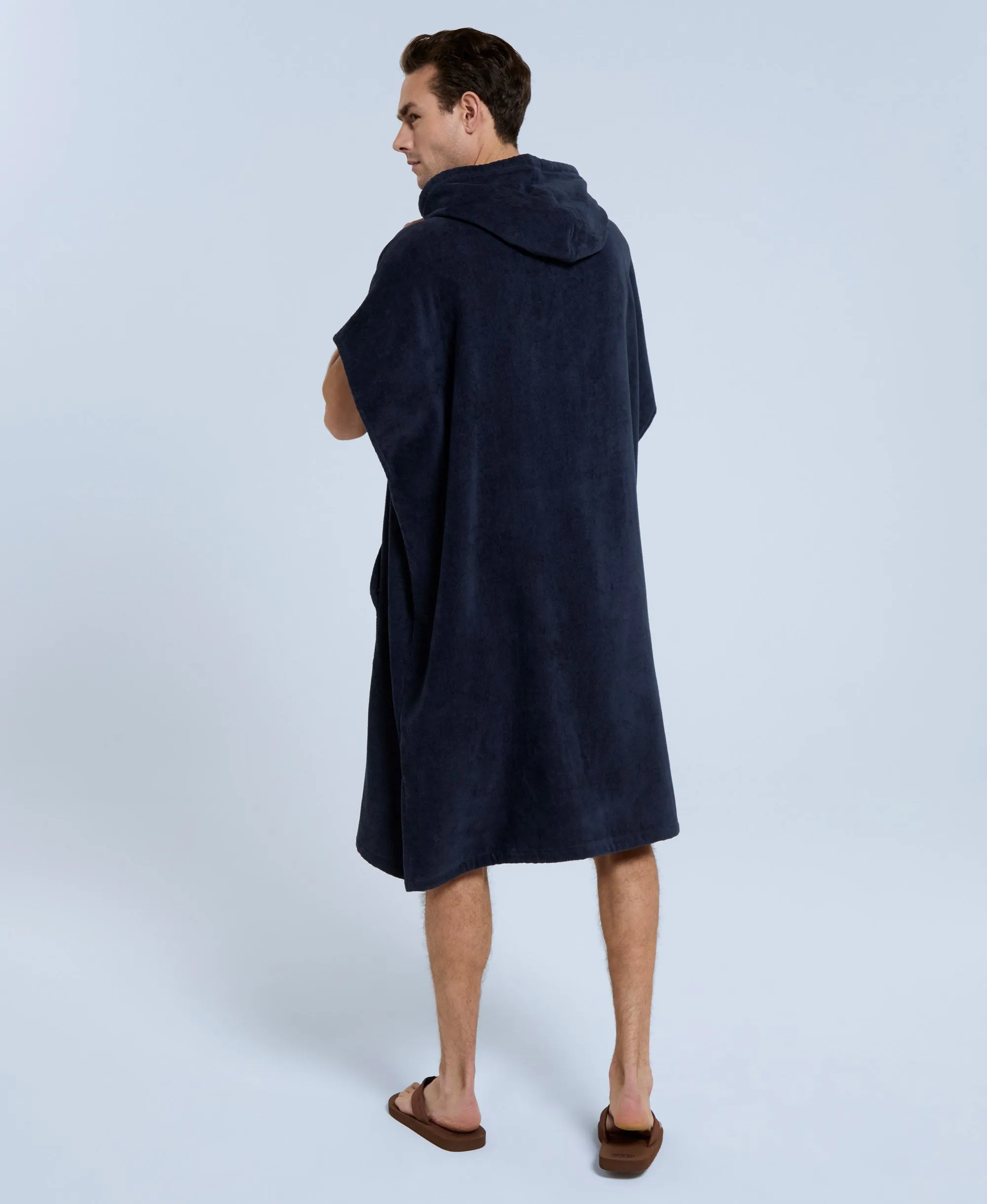 Jacob Mens Towelling Poncho - Dark Blue