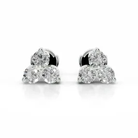 Judy Diamond Studs Earrings   (0.60 Carat) -18K White Gold