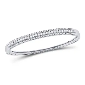 Keene Jewelers 14kt White Gold Womens Round Diamond Bangle Bracelet 1-7/8 Cttw