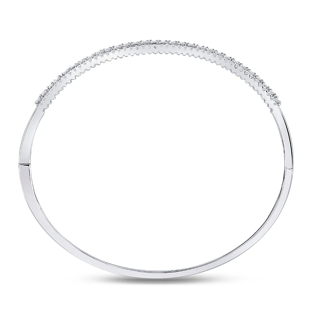 Keene Jewelers 14kt White Gold Womens Round Diamond Bangle Bracelet 1-7/8 Cttw