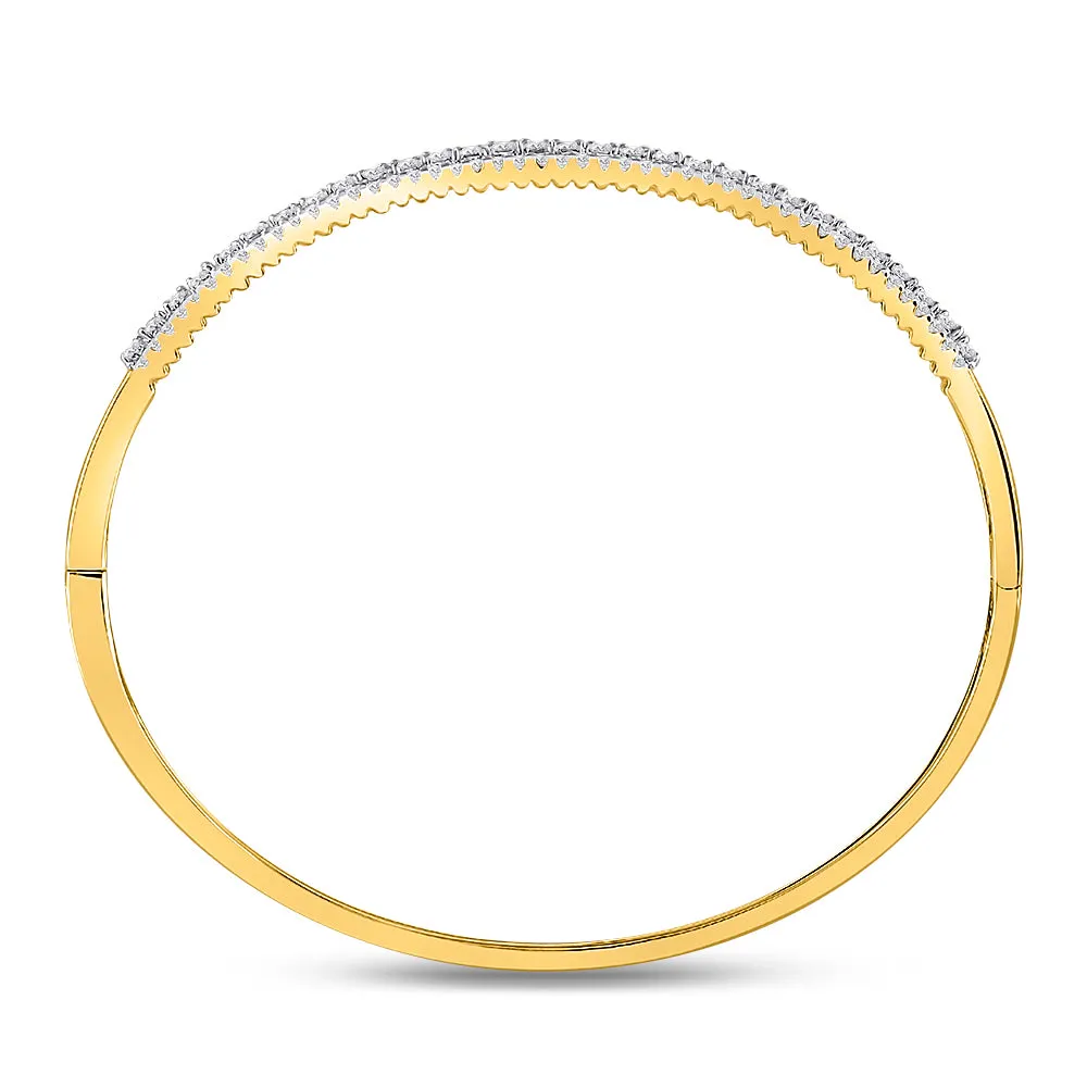 Keene Jewelers 14kt Yellow Gold Womens Round Diamond Bangle Bracelet 1-7/8 Cttw